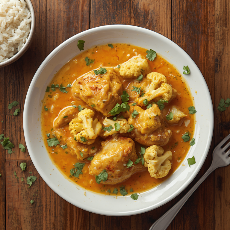 frango ao curry com leite de coco e couve-flor