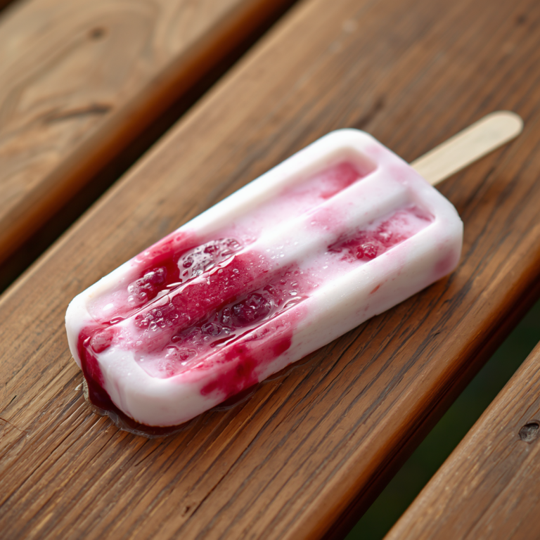 picolé de frutas vermelhas e iogurte